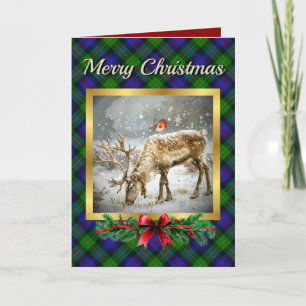 Baillie Stag & Robin Tartan Personalized Holiday Card