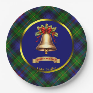 Baillie Tartan Personalized Christmas Paper Plates