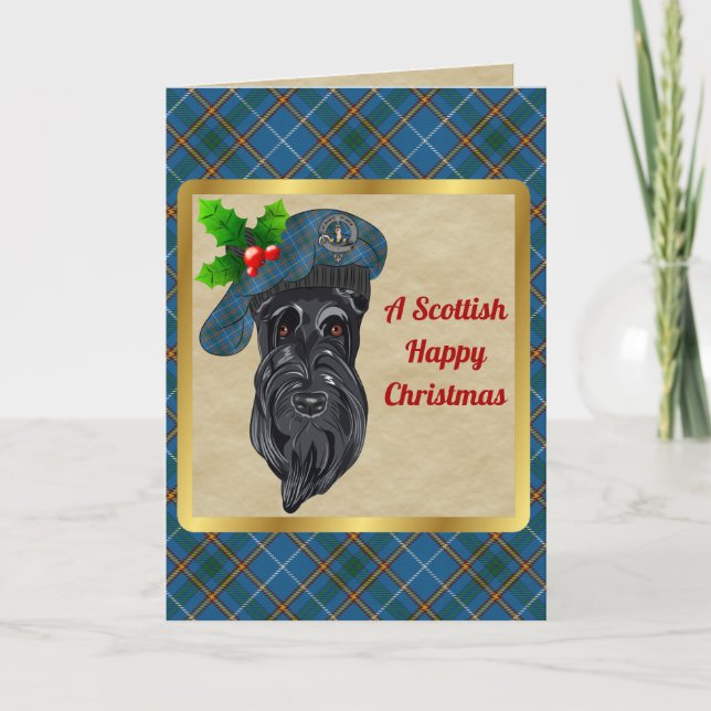 Bain Badge & Tartan Personalized Xmas Card (Front)