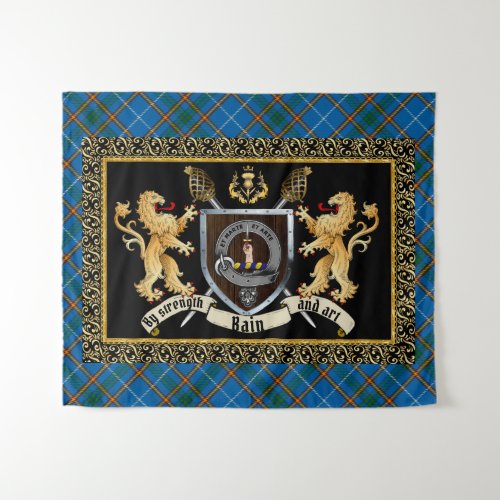 Bain Clan Badge  Motto wLions  Tapestry