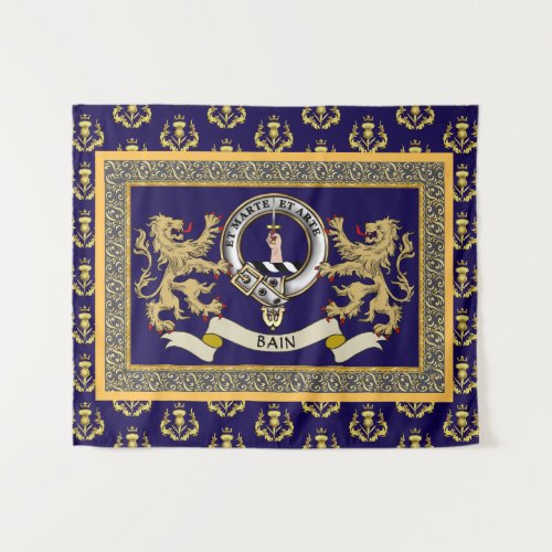 Bain Clan Badge Personalized Blue Tapestry