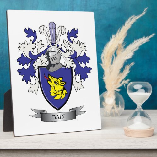 Bain Family Crest Coat of Arms Plaque