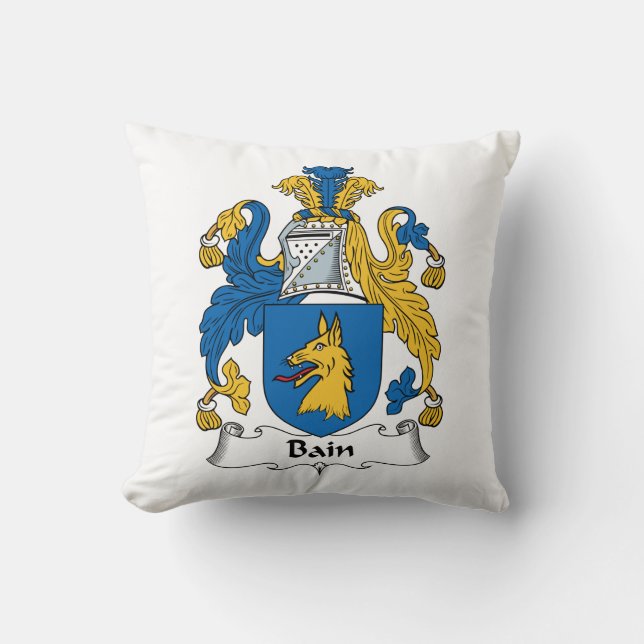 Bain Family Crest Throw Pillow (Front)