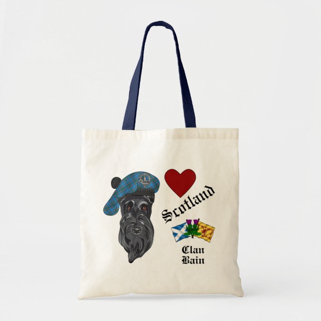 Bain Scottie Dog wTartan Tam Love Scotland  Tote Bag (Front)