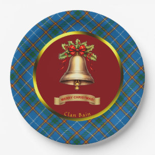 Bain Tartan Personalized Christmas Paper Plates