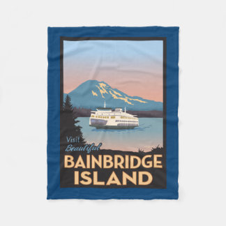 Bainbridge Island Retro-styled Poster Art Fleece Blanket