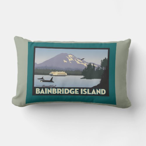 Bainbridge Island Retro_styled Poster Art Lumbar Pillow