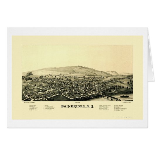Bainbridge, NY Panoramic Map - 1889 Cards (Front Horizontal)