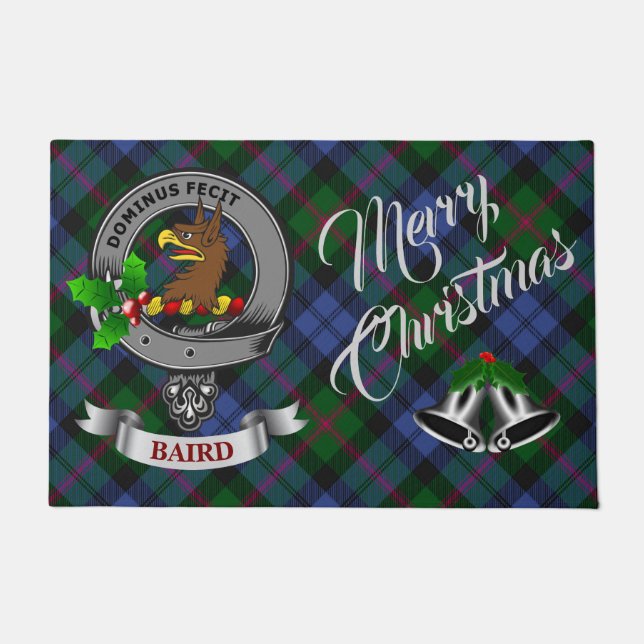 Baird Badge & Tartan Personalized Xmas Doormat (Front)