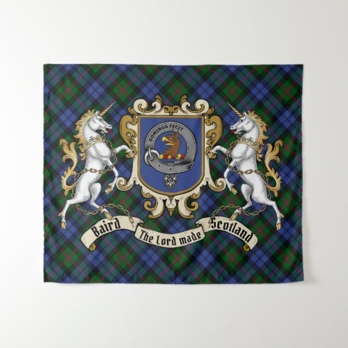 Baird Clan Badge  Unicorns wTartan Tapestry