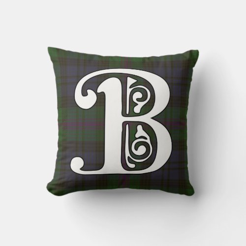 Baird Clan Tartan Monogram Throw Pillow