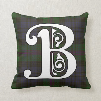 Baird Clan Tartan Monogram Throw Pillow