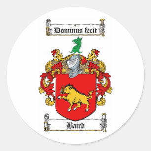 BAIRD FAMILY CREST - BAIRD COAT OF ARMS CLASSIC ROUND STICKER