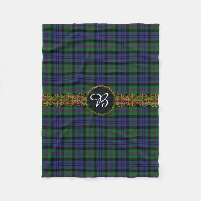 Baird Tartan And Monogram Fleece Blanket (Front)