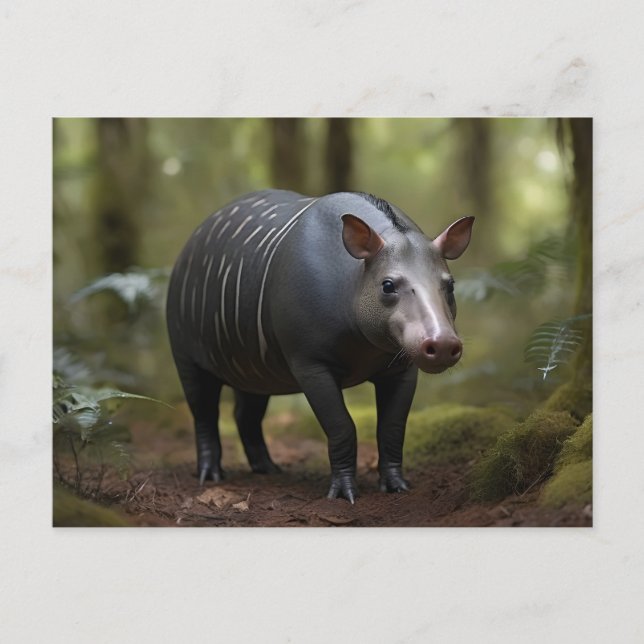 Baird's tapir in forest postcard (Front)