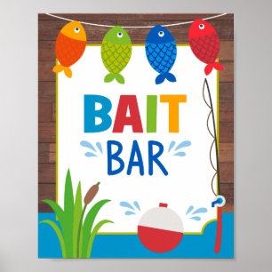 Bait Bar Sign The Big One fishing party food sign