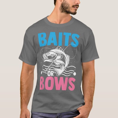 Baits Or Bows Funny Baby Announcement Gender Revea T_Shirt