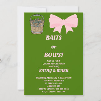 Baits or Bows Gender Reveal Invitation