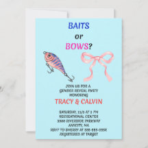 Baits or Bows Gender Reveal Invitation
