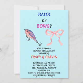 Baits or Bows Gender Reveal Invitation