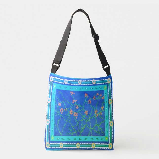 Baja Bougainvillea Vintage Crossbody Bag (Front)