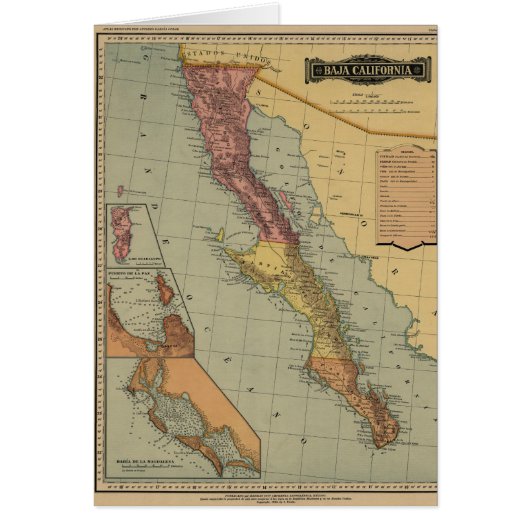 Baja California Antique Map Cards (Front)