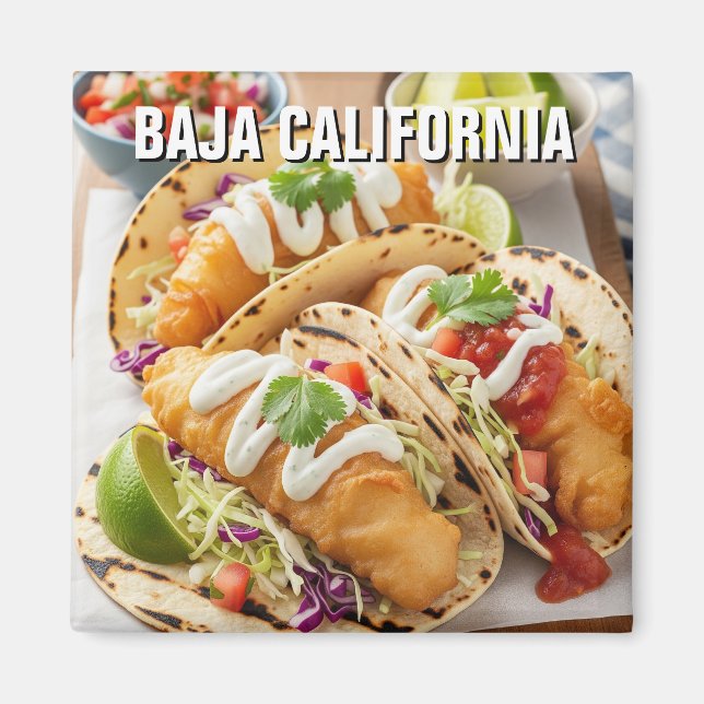 Baja California Mexico Fish Tacos Magnet (Front)
