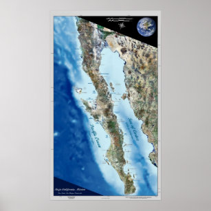 Baja California, Mexico satellite poster