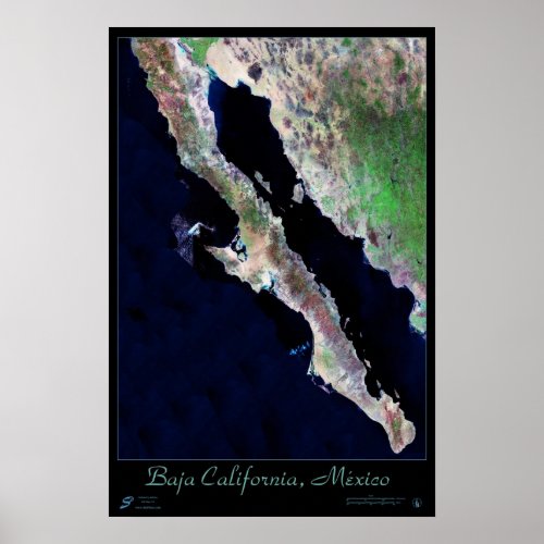 Baja California  Mexico  satellite poster