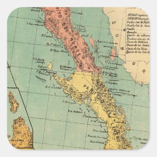 Baja California Mexico Square Sticker