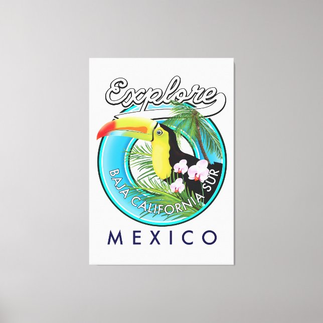 Baja California Sur Mexico retro logo Canvas Print (Front)