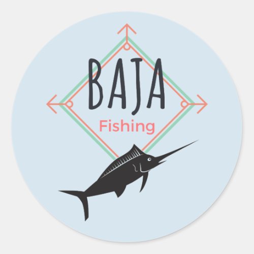 Baja Fishing Badge Classic Round Sticker