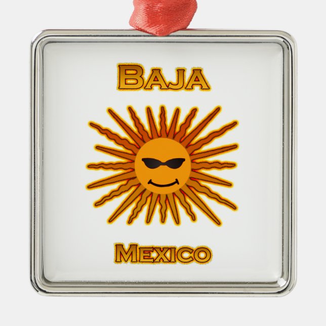 Baja Mexico Sun Face Icon Metal Ornament (Front)