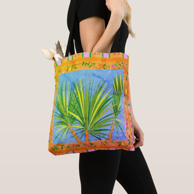 Baja Palms Vintage Tote Bag (Close Up)