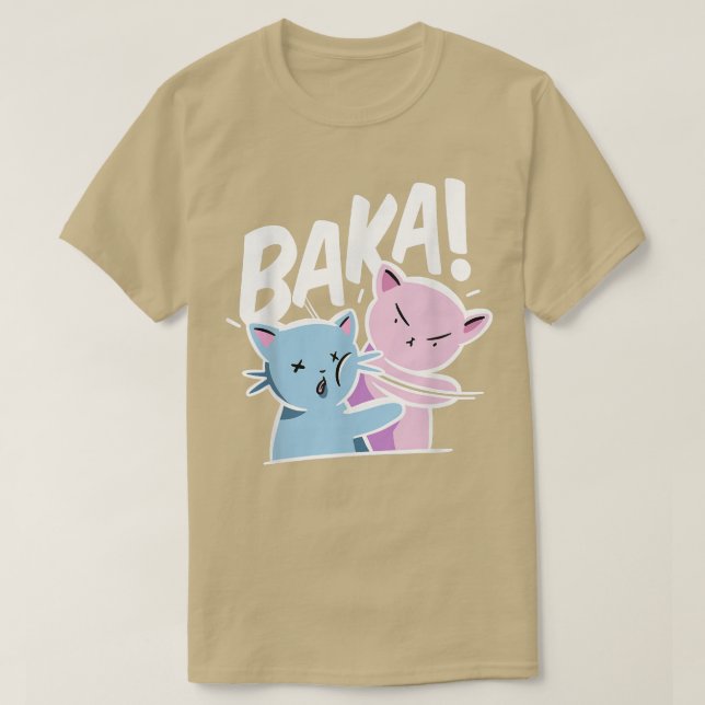 Baka Anime Cat Slap Baka Japanese Cat  T-Shirt (Design Front)