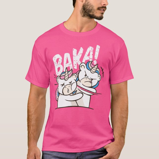 Baka Idiot Funny Japanese Unicorns T-Shirt (Front)