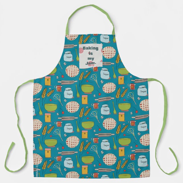 Bake a pie fabric pattern with customizable patch  apron (Front)