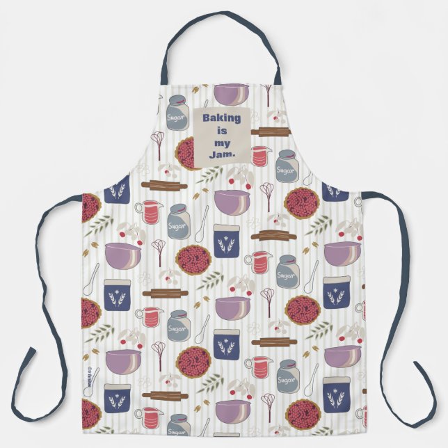 Bake a pie fabric pattern with customizable patch  apron (Front)