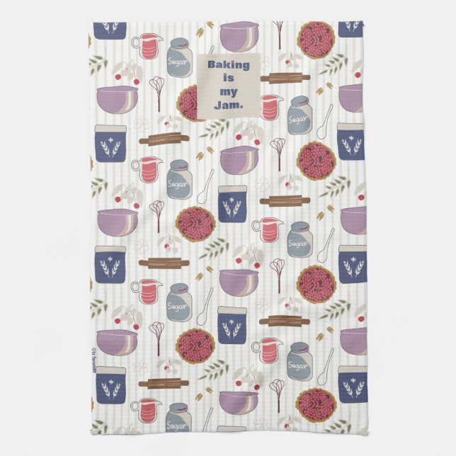 Bake a pie fabric pattern with customizable patch  kitchen towel (Vertical)
