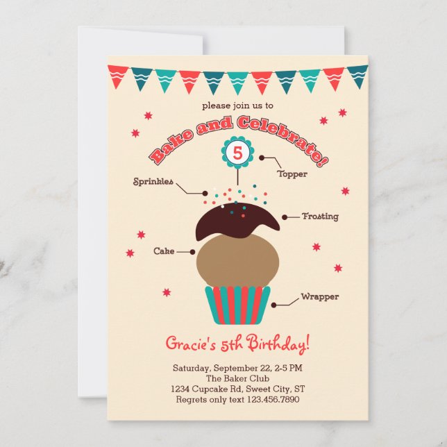 Bake and Celebrate Birthday Invitation (Front)