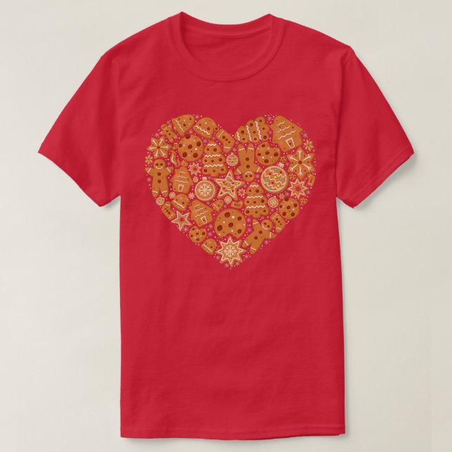 Bake Baking Gingerbread Man Christmas Cookie Heart T-Shirt (Design Front)