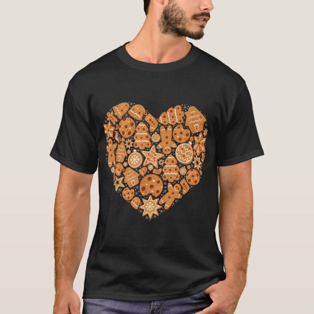 Bake Baking Gingerbread Man Christmas Cookie Heart T-Shirt (Front)