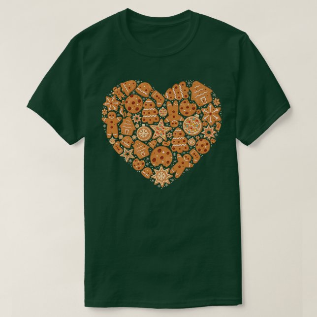 Bake Baking Gingerbread Man Christmas Cookie Heart T-Shirt (Design Front)
