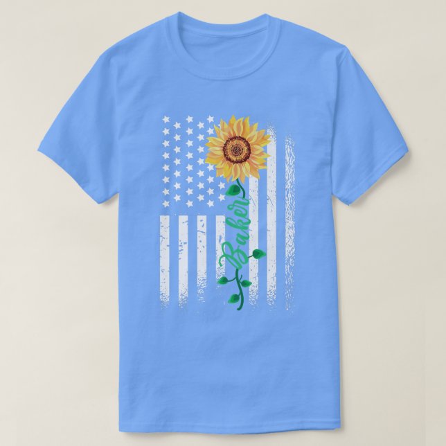 Bake Baking Patriotic American Usa Flag Flower Bak T-Shirt (Design Front)