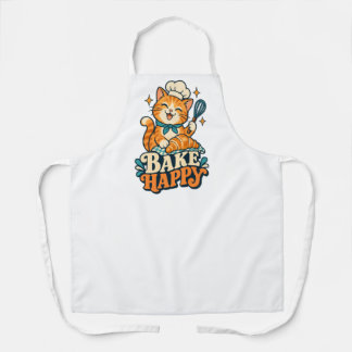 Bake Happy Cat Chef Kitchen Apron