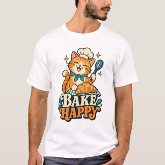 Bake Happy Funny Baking T-Shirt for Bakers