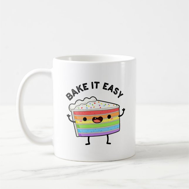 Bake It Easy Funny Cake Pun  Coffee Mug (Left)