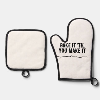 BAKE IT 'TIL YOU MAKE IT OVEN MITTS - CHERRYBOMBCO OVEN MITT & POT HOLDER SET