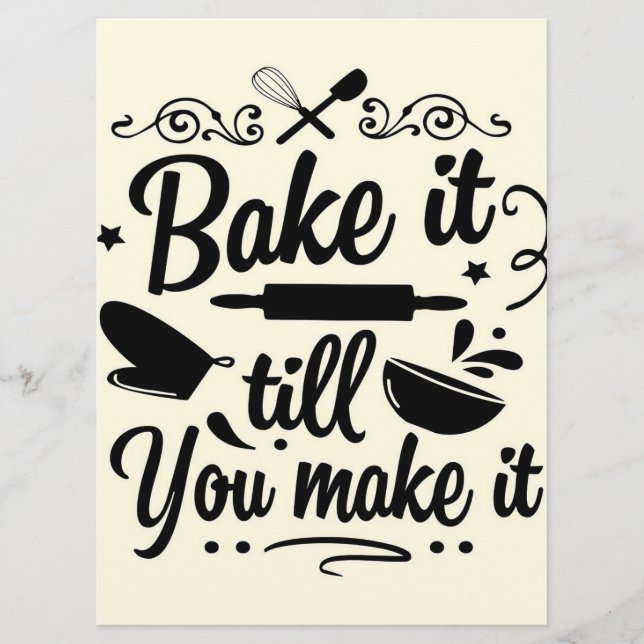 Bake It Till You Make It |Funny Baker Cooking Menu (Front)