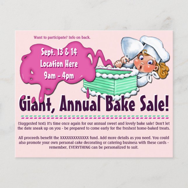 Bake Sale 2-sided Customizable Promotional Flyer (Front)